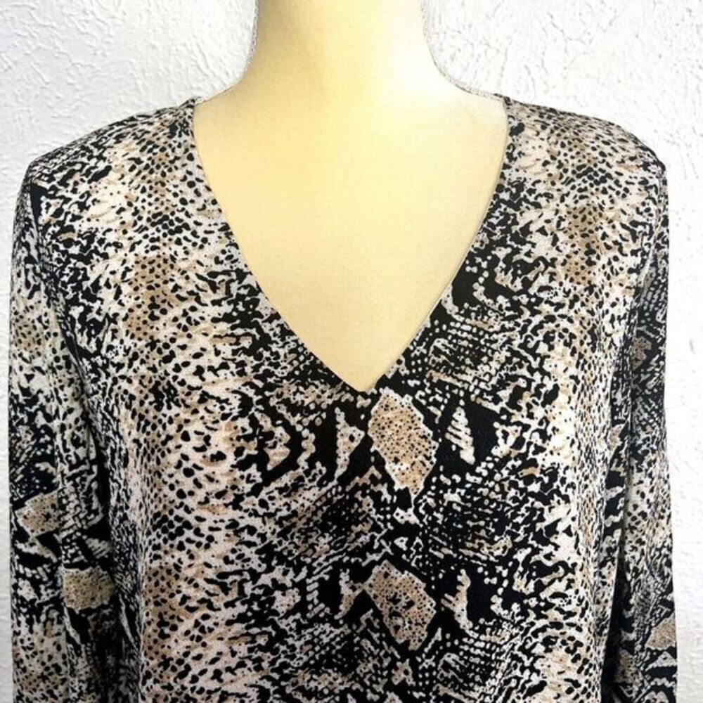 BELONGSCI Women's Loose Blouse Long Sleeved V-Neck Top Medium‎ Animal Print - Picture 6 of 16